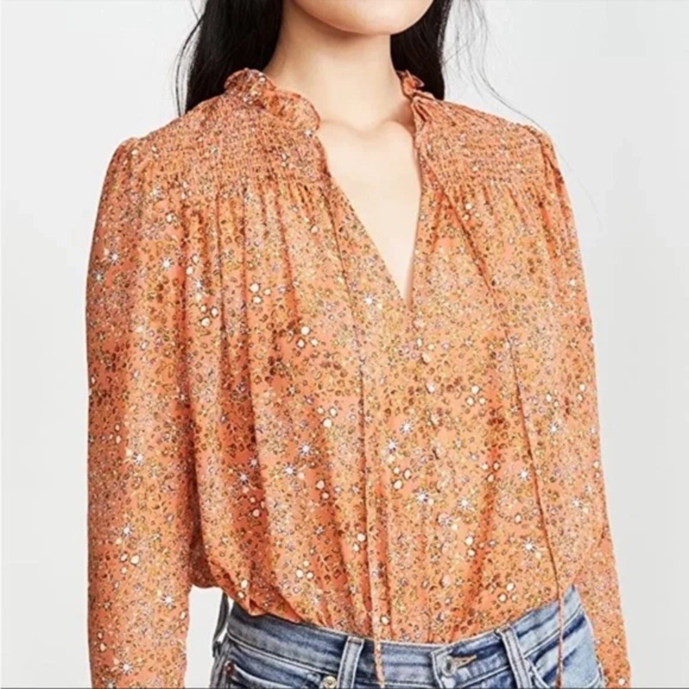 Free People Orange Floral Lela Dress